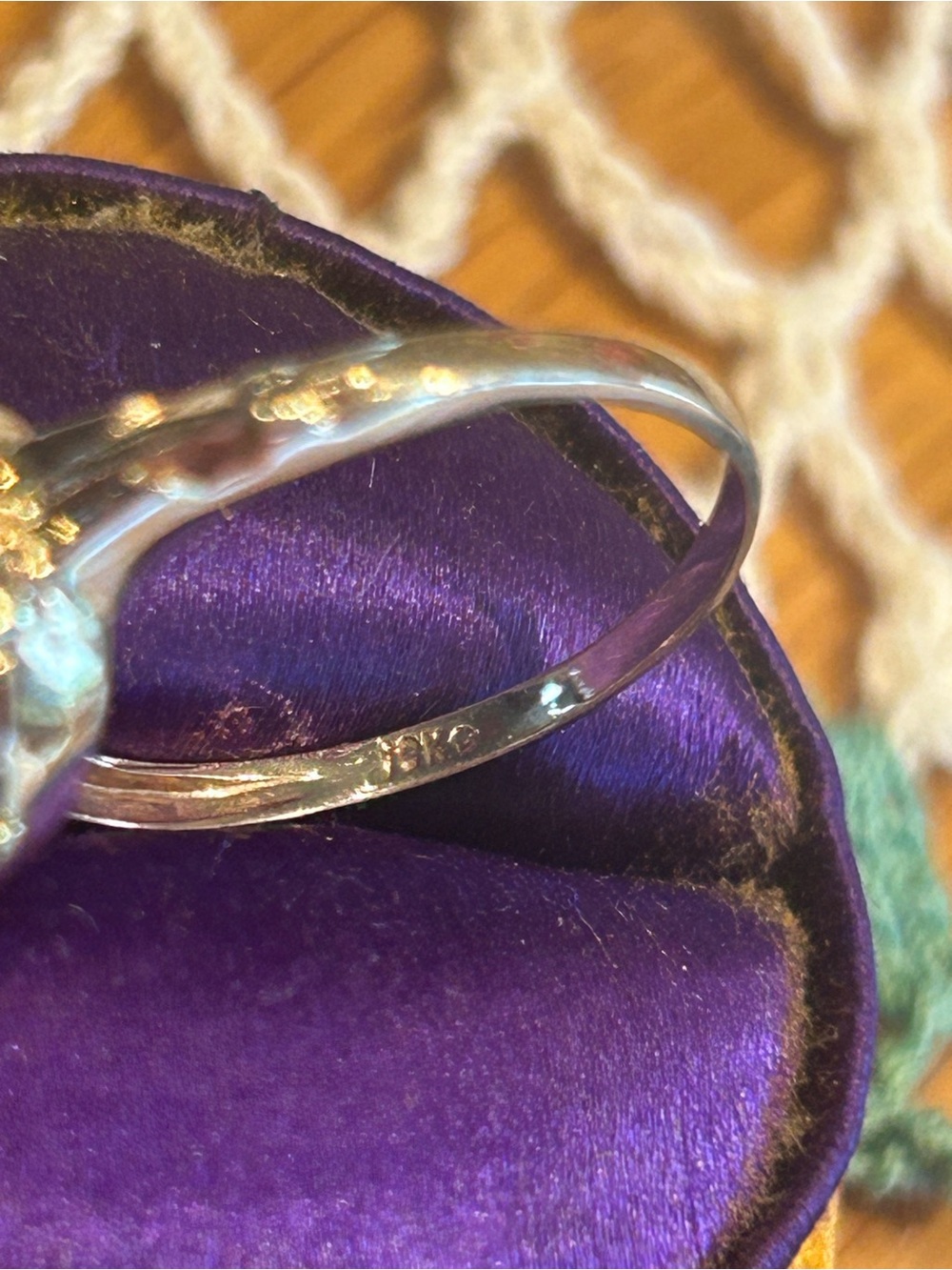 Vintage art deco? 18K Yellow & Rose gold Blue zircon size 6.25 - Picture 5 of 6